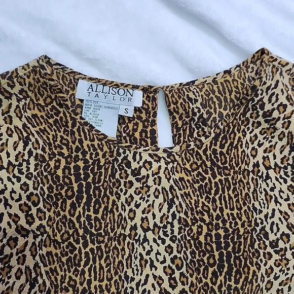 Allison Taylor Leopard Print Short Sleeve Blouse Size S - Picture 4 of 9